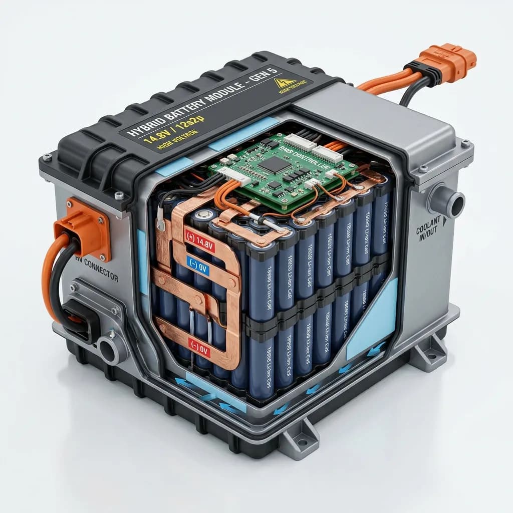 Cutaway Multi-Cell Hybrid Battery Module - Auto Messiah Workshop
